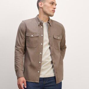 Everlane Men's Brushed Flannel Shirt in Taupe Melange, Size Extra Small, Cotton